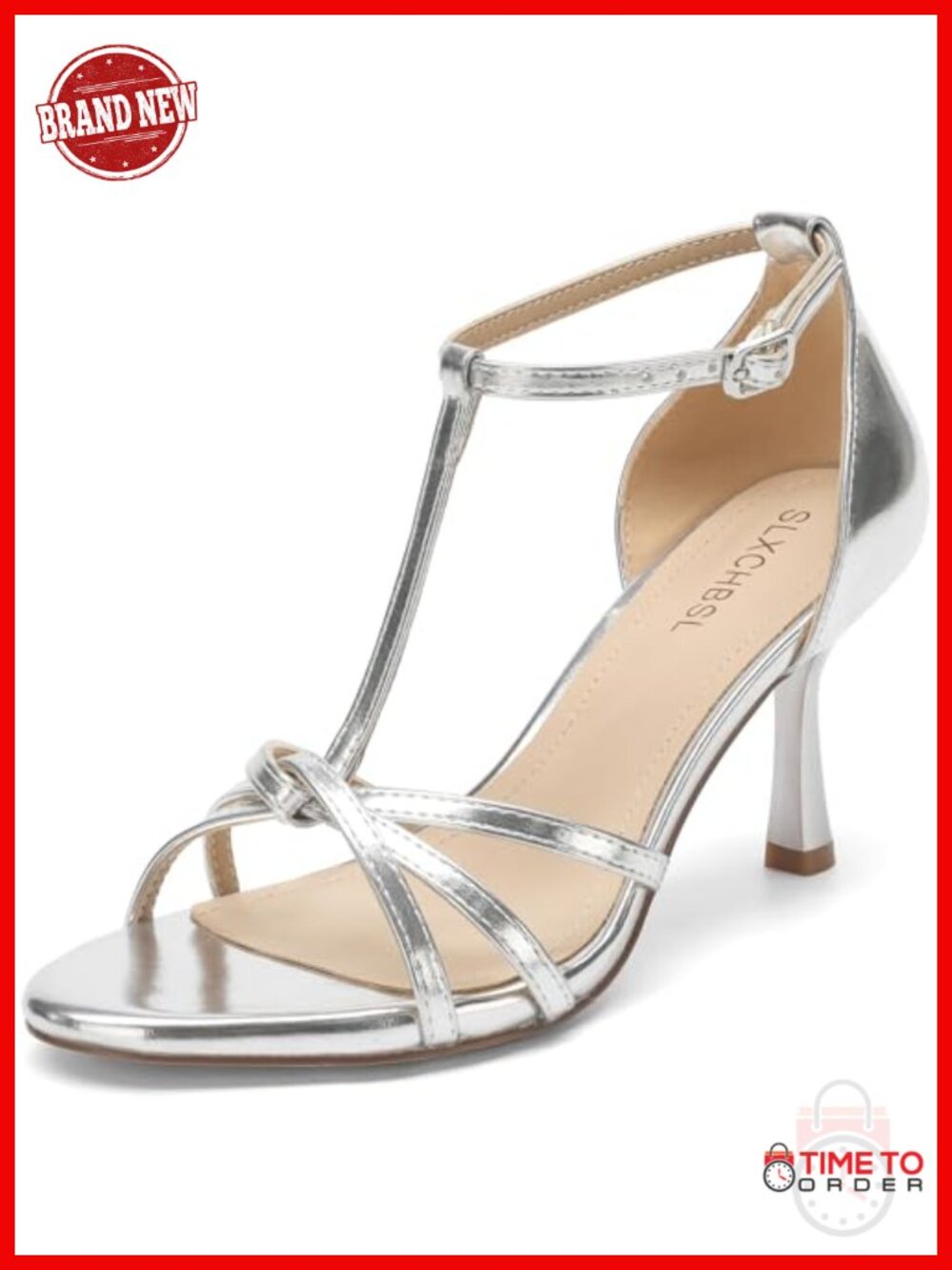 Women's 3 Inch Kitten Heel T-Strap Round Toe Sandals Adjustable Ankle Strap